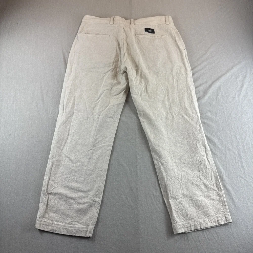 I Love Ugly Linen Blend Slim Kobe Pants Mens 32x24 Beige Cropped Coastal Preppy